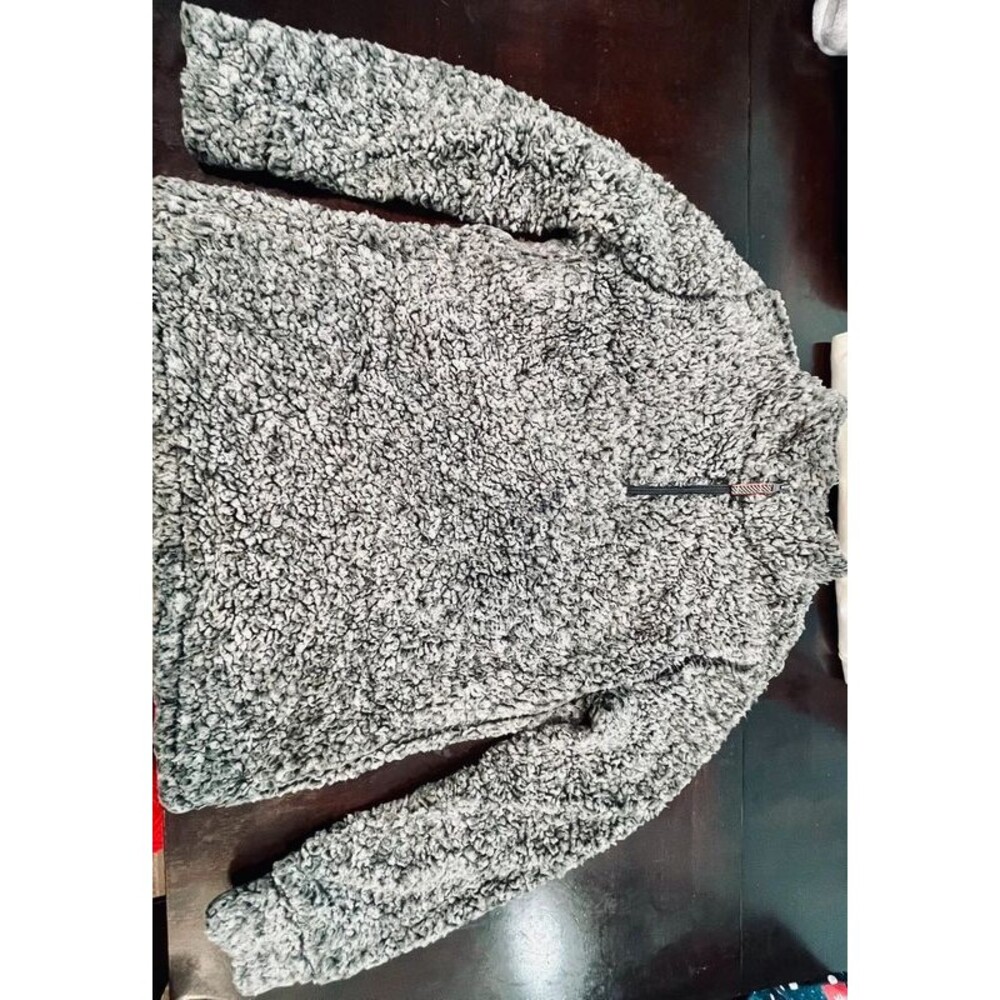 Weatherproof Vintage Gray Sherpa Fleece Quarter-Zip Pullover – Size L